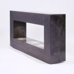 Rectangular console table cast in scagliola, with concealed LED lights onto shining onto lower shelf. On adjustable feet
