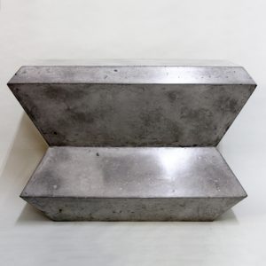 Faceted Geo console table cast in cement coloured Scagliola