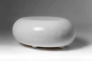 Minty oval coffee table made of scagliola