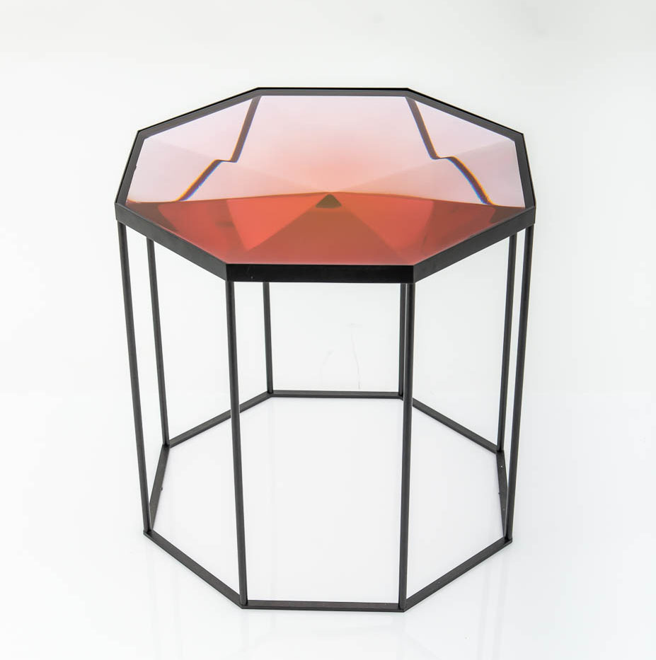 Highly polished resin octagonal table