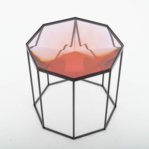 Highly polished resin octagonal table